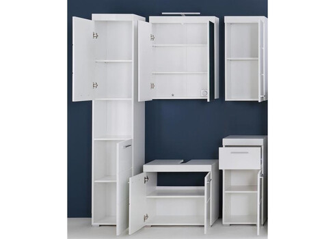 Vannitoamööbli komplekt AMANDA valge kõrgläige / valge LED