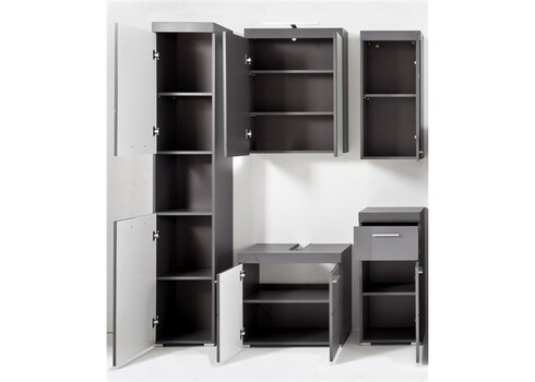 Vannitoamööbli komplekt AMANDA hall kõrgläige / hall LED