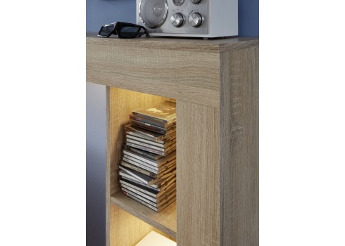 Elutoamööbli komplekt LOGO valge / tamm, 240x41xH185 cm, LED