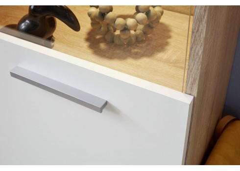 Elutoamööbli komplekt LOGO valge / tamm, 240x41xH185 cm, LED