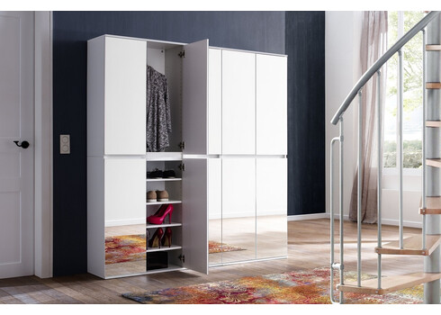 Esikukapp MIRROR valge, 185x34xH191 cm