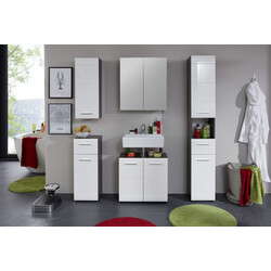 Vannitoamööbli komplekt LINE hall / valge läige LED