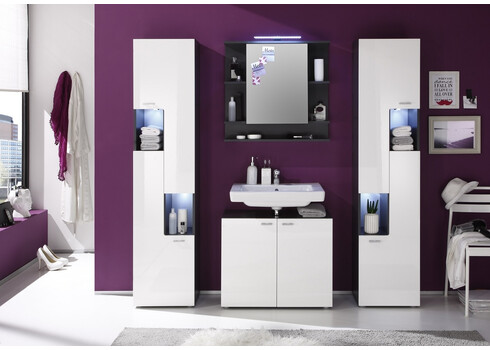 Peegelkapp TETIS valge / hall, 72x20xH76 cm LED