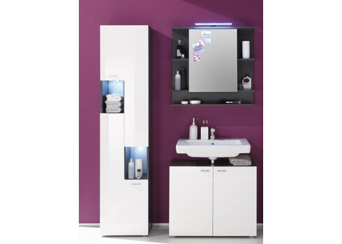 Peegelkapp TETIS valge / hall, 72x20xH76 cm LED