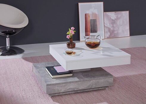 Diivanilaud TRENDTEAM valge / hall, 70x70xH35 cm