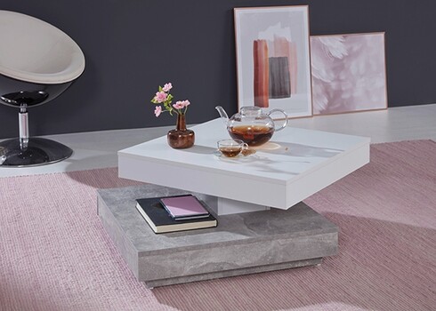 Diivanilaud TRENDTEAM valge / hall, 70x70xH35 cm