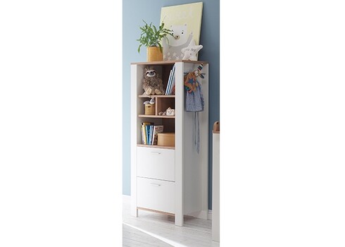 Kapp-riiul ADEELE mattvalge / tamm, 63x44xH155 cm