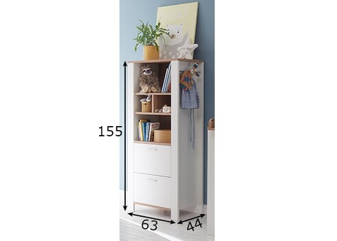 Kapp-riiul ADEELE mattvalge / tamm, 63x44xH155 cm