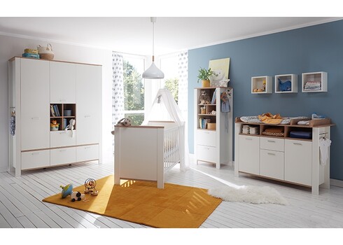 Riidekapp ADEELE mattvalge / tamm, 160x44xH195 cm