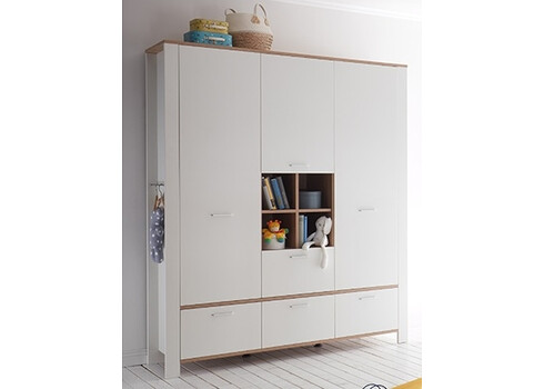Riidekapp ADEELE mattvalge / tamm, 160x44xH195 cm