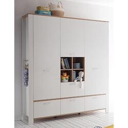 Riidekapp ADEELE mattvalge / tamm, 160x44xH195 cm