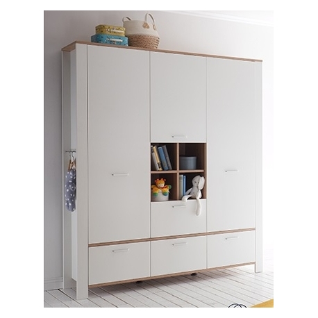 Riidekapp ADEELE mattvalge / tamm, 160x44xH195 cm