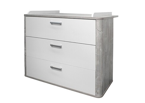 Kummut mähkimisalusega FRIEDA mattvalge / hall puit, 110x71xH98 cm