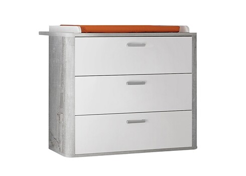 Kummut mähkimisalusega FRIEDA mattvalge / hall puit, 110x71xH98 cm