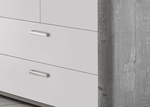 Kummut mähkimisalusega FRIEDA mattvalge / hall puit, 110x71xH98 cm