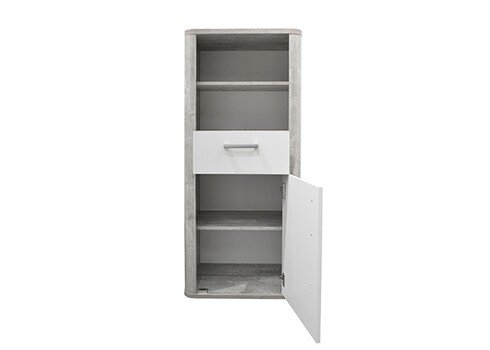 Kapp-riiul FRIEDA mattvalge / hall puit, 55x41xH128 cm