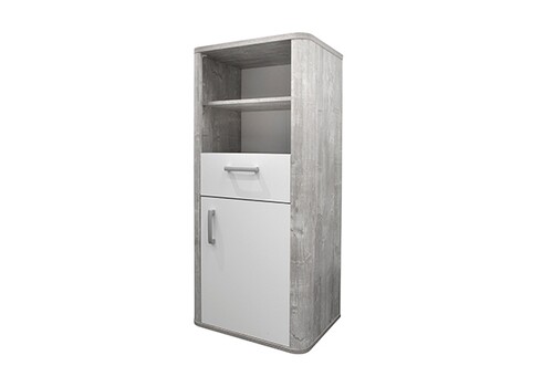 Kapp-riiul FRIEDA mattvalge / hall puit, 55x41xH128 cm