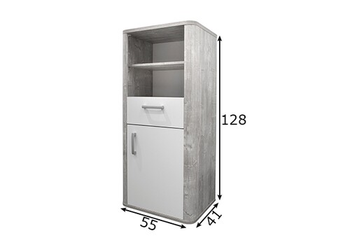 Kapp-riiul FRIEDA mattvalge / hall puit, 55x41xH128 cm