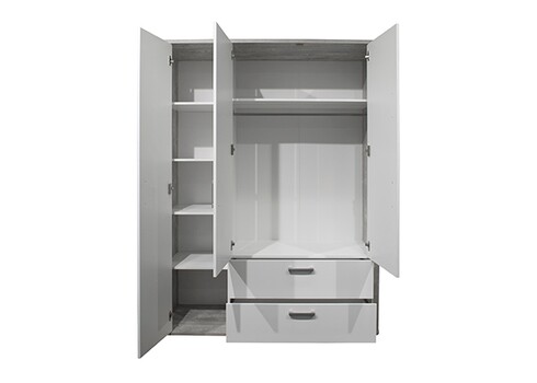 Riidekapp FRIEDA mattvalge / hall puit, 138x51xH189 cm