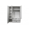 Riidekapp FRIEDA mattvalge / hall puit, 138x51xH189 cm