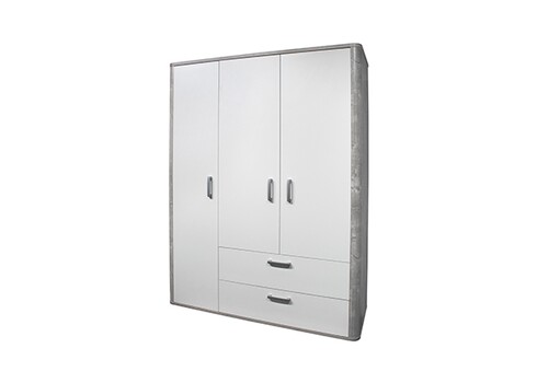 Riidekapp FRIEDA mattvalge / hall puit, 138x51xH189 cm