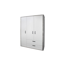 Riidekapp FRIEDA mattvalge / hall puit, 138x51xH189 cm