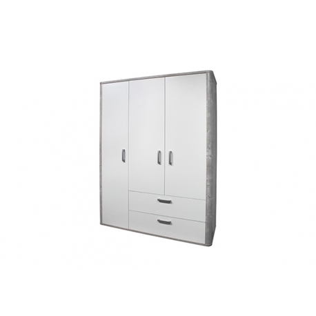 Riidekapp FRIEDA mattvalge / hall puit, 138x51xH189 cm