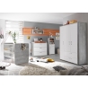 Riidekapp FRIEDA mattvalge / hall puit, 138x51xH189 cm
