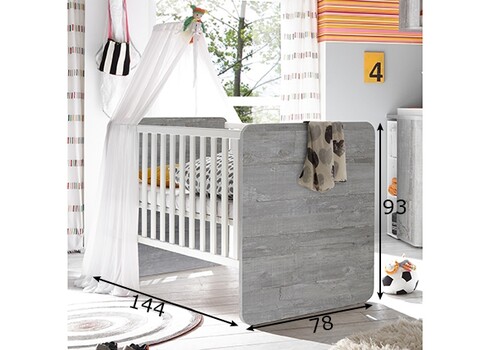 Beebivoodi FRIEDA mattvalge / hall puit, 78x144xH93 cm