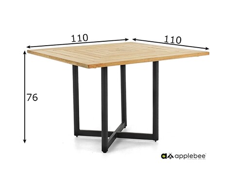 Söögilaud Apple Bee JAKARTA mattmust / tiik, 110x110xH76 cm