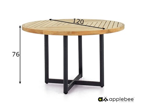 Söögilaud Apple Bee JAKARTA mattmust / tiik, D110xH76 cm