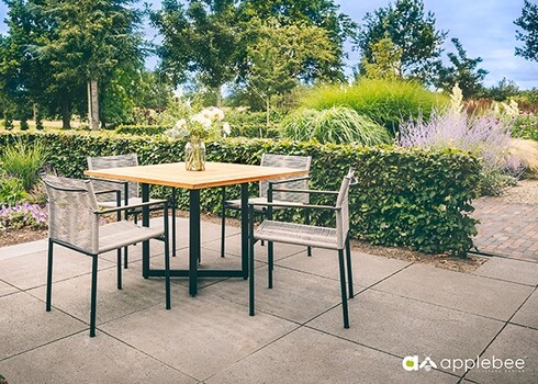 Aiamööbli komplekt Apple Bee JAKARTA mattmust / hall, 4 tooli + laud