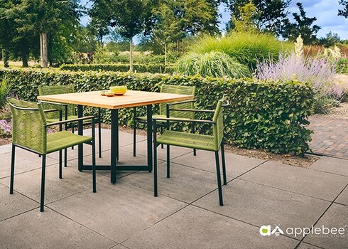 Aiamööbli komplekt Apple Bee JAKARTA mattmust / roheline, 4 tooli + laud