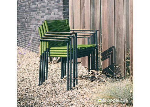 Aiamööbli komplekt Apple Bee JAKARTA mattmust / roheline, 4 tooli + laud