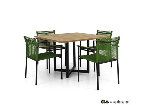 Aiamööbli komplekt Apple Bee JAKARTA mattmust / roheline, 4 tooli + laud