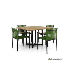 Aiamööbli komplekt Apple Bee JAKARTA mattmust / roheline, 4 tooli + laud