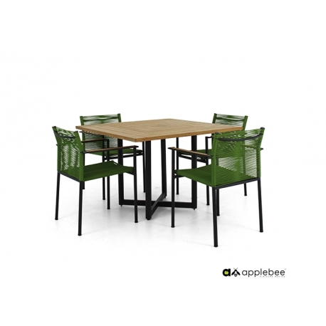 Aiamööbli komplekt Apple Bee JAKARTA mattmust / roheline, 4 tooli + laud
