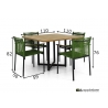 Aiamööbli komplekt Apple Bee JAKARTA mattmust / roheline, 4 tooli + laud