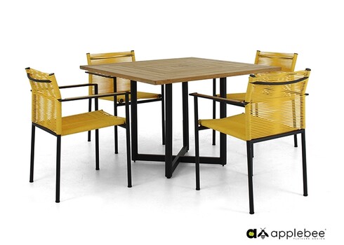 Aiamööbli komplekt Apple Bee JAKARTA mattmust / kollane, 4 tooli + laud