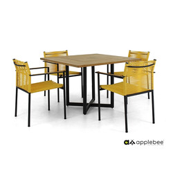 Aiamööbli komplekt Apple Bee JAKARTA mattmust / kollane, 4 tooli + laud