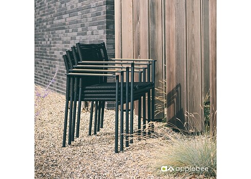 Aiamööbli komplekt Apple Bee JAKARTA mattmust / must, 4 tooli + laud