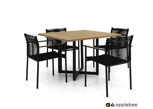 Aiamööbli komplekt Apple Bee JAKARTA mattmust / must, 4 tooli + laud