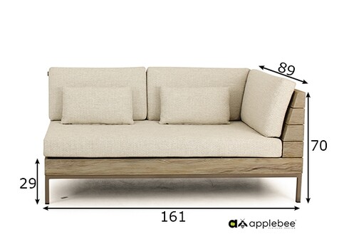 Diivan Apple Bee LONG ISLAND vasak tiik / helebeež, 161x89xH70 cm