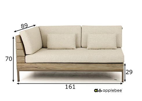 Diivan Apple Bee LONG ISLAND parem tiik / helebeež, 161x89xH70 cm