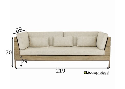 Diivan Apple Bee LONG ISLAND tiik / helebeež, 219x89xH70 cm