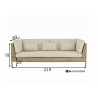 Diivan Apple Bee LONG ISLAND tiik / helebeež, 219x89xH70 cm