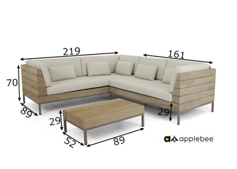 Aiamööbli komplekt Apple Bee LONG ISLAND tiik / helebeež