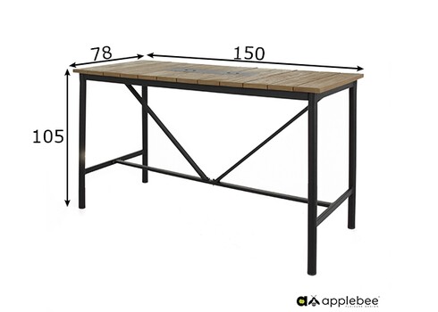 Baarilaud Apple Bee MILOU must / helehall, 150x78xH105 cm