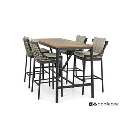 Baarikomplekt Apple Bee MILOU must / tiik / helehall, laud + 4 tooli
