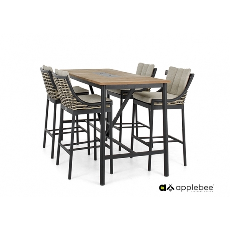 Baarikomplekt Apple Bee MILOU must / tiik / helehall, laud + 4 tooli